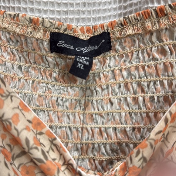 NEW Milkmaid boho top Sz XL yellow ditsy print smocked cropped fairy coquette - Picture 2 of 7